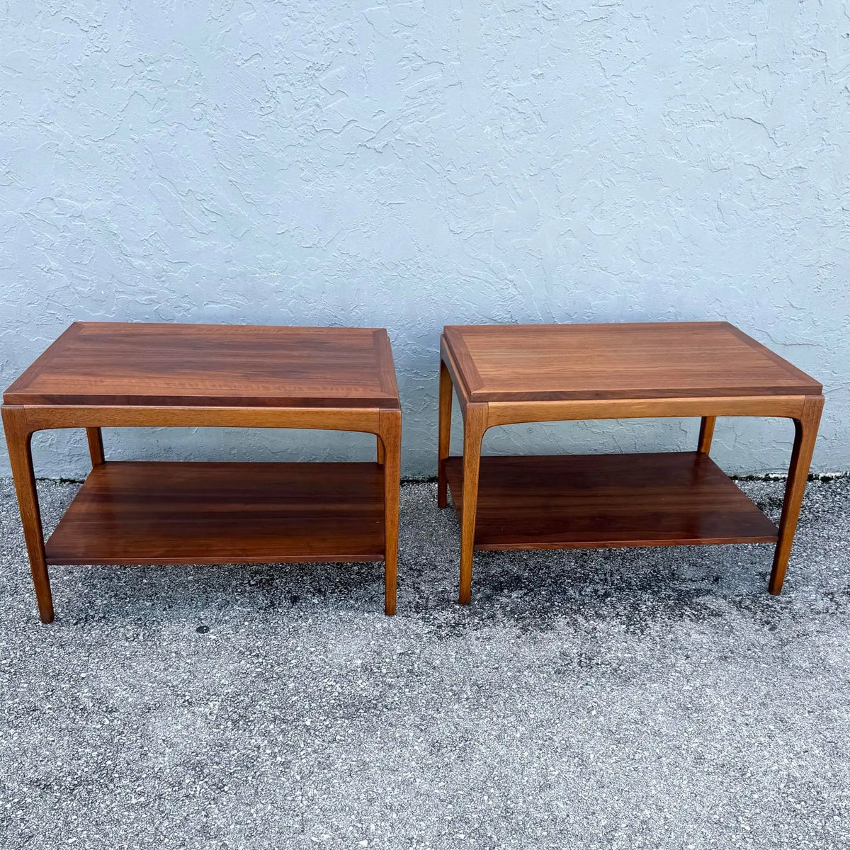 Mid Century Modern “Rhythm” Walnut Side Tables by Lane - A Pair