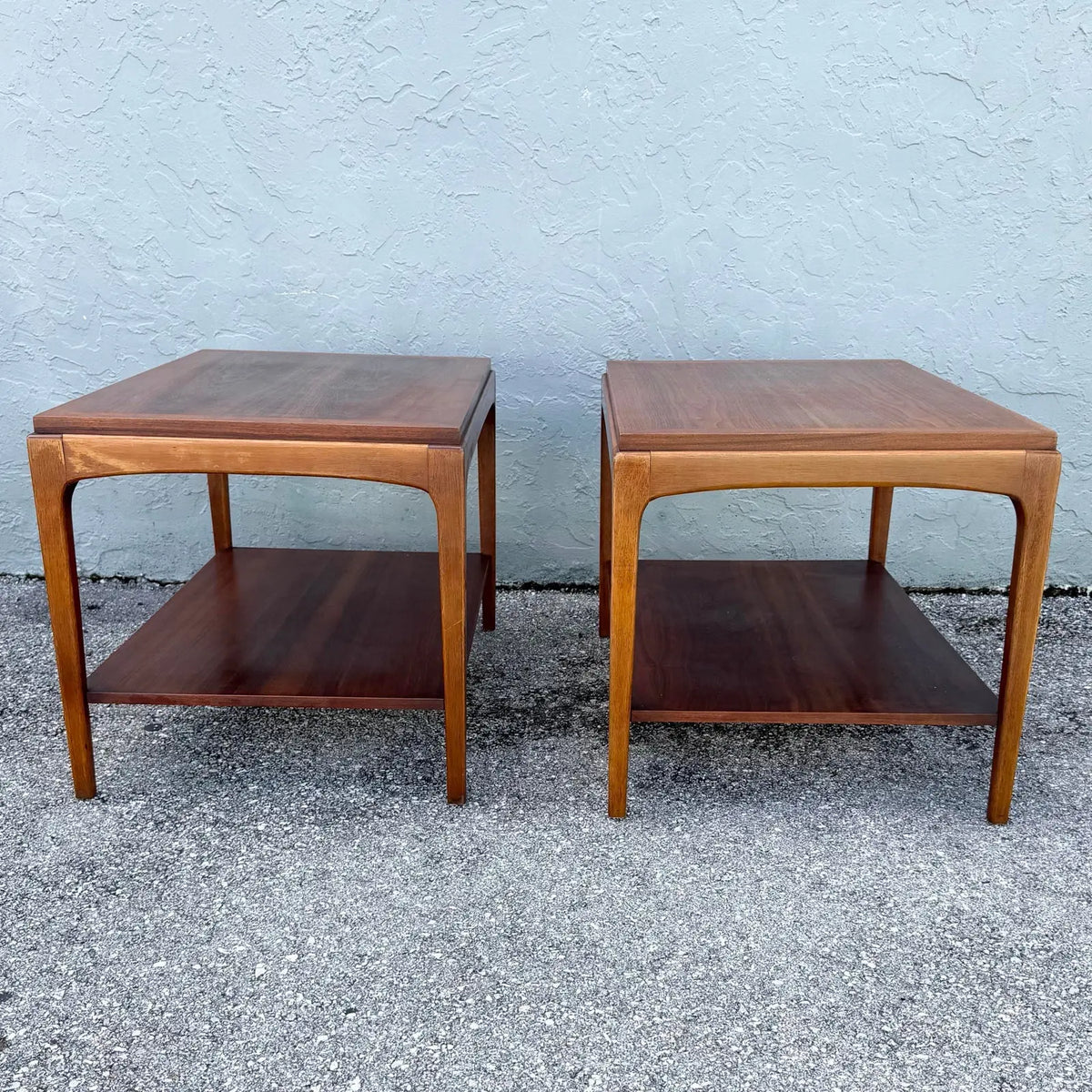 Mid Century Modern “Rhythm” Walnut Side Tables by Lane - A Pair