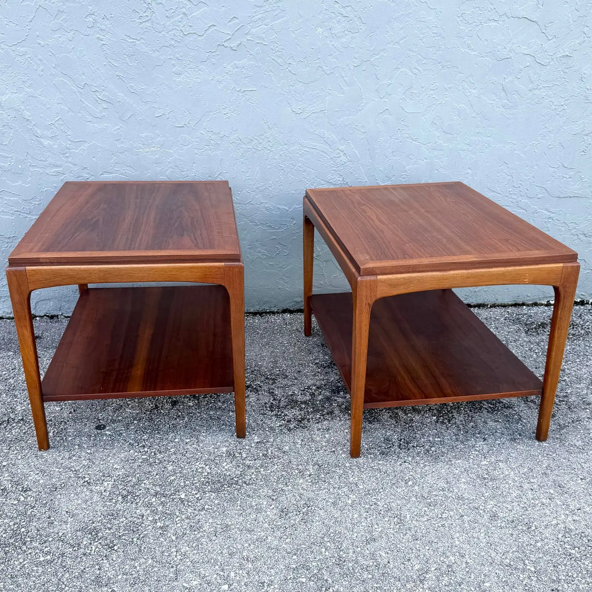 Mid Century Modern “Rhythm” Walnut Side Tables by Lane - A Pair