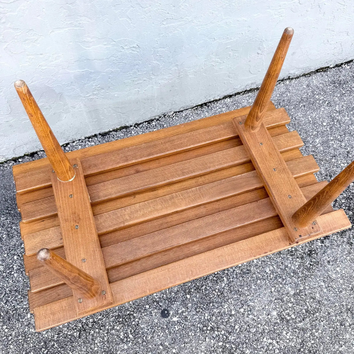 Mid Century Modern Slatted Benches/Side Tables - A Pair