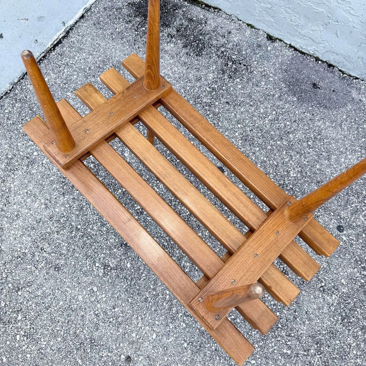 Mid Century Modern Slatted Benches/Side Tables - A Pair