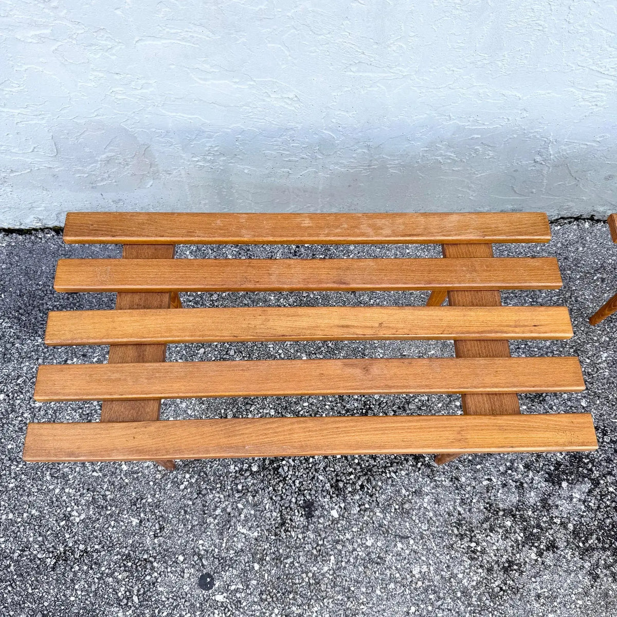 Mid Century Modern Slatted Benches/Side Tables - A Pair