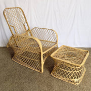 Mid Century Modern Spun Fiber Glass Adjustable Lounge Chair With Ottoman - Dolphin & Flamingo