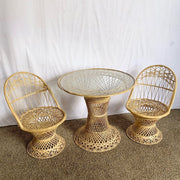 Mid Century Modern Spun Fiber Glass Dining Set - 3 Pieces - Dolphin & Flamingo