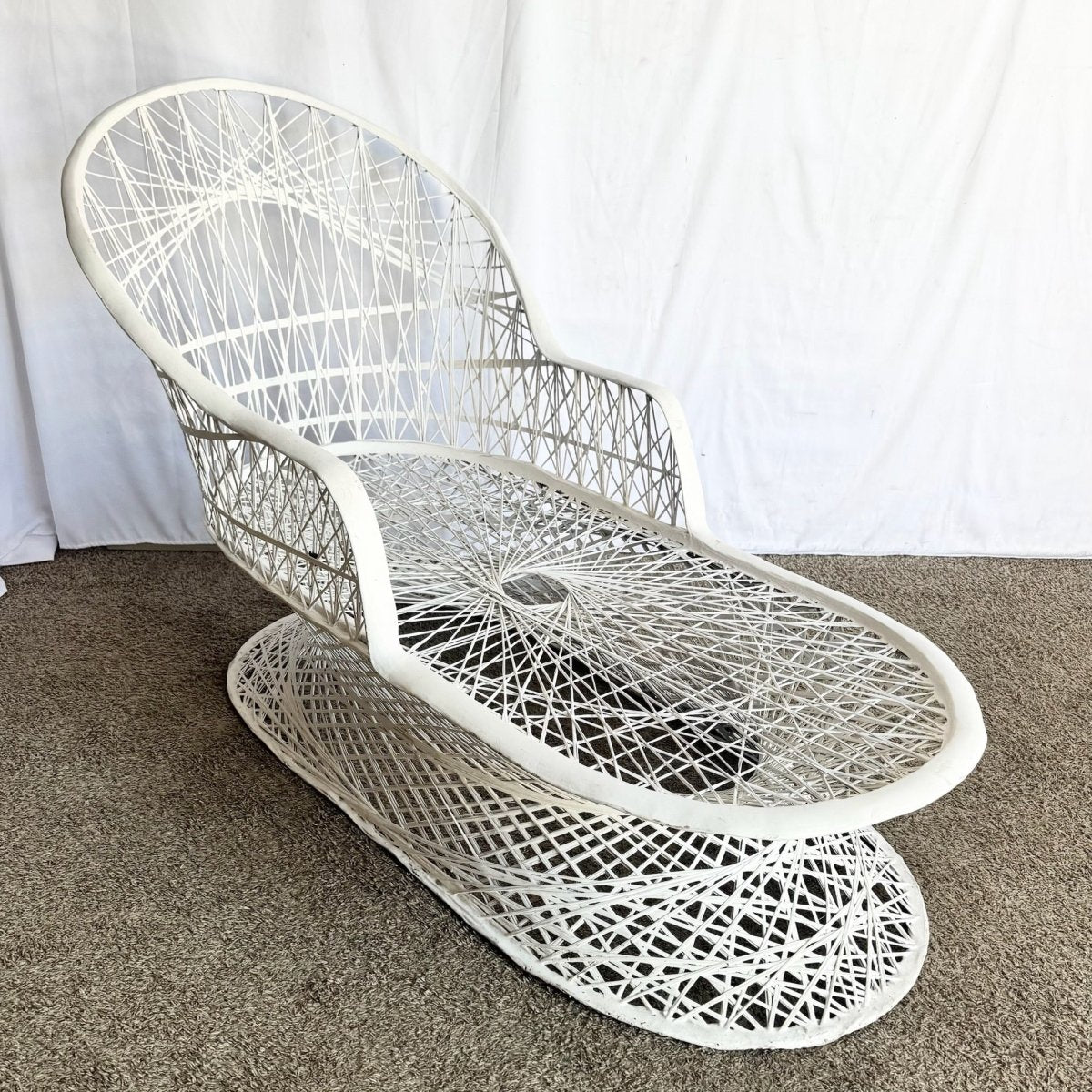 Mid Century Modern Spun Fiberglass Chaise Lounge - Dolphin & Flamingo