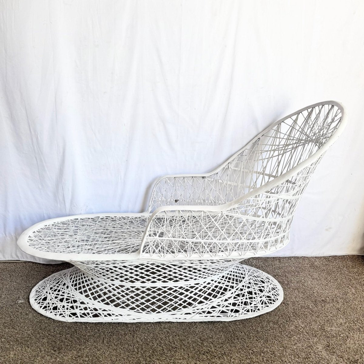 Mid Century Modern Spun Fiberglass Chaise Lounge - Dolphin & Flamingo