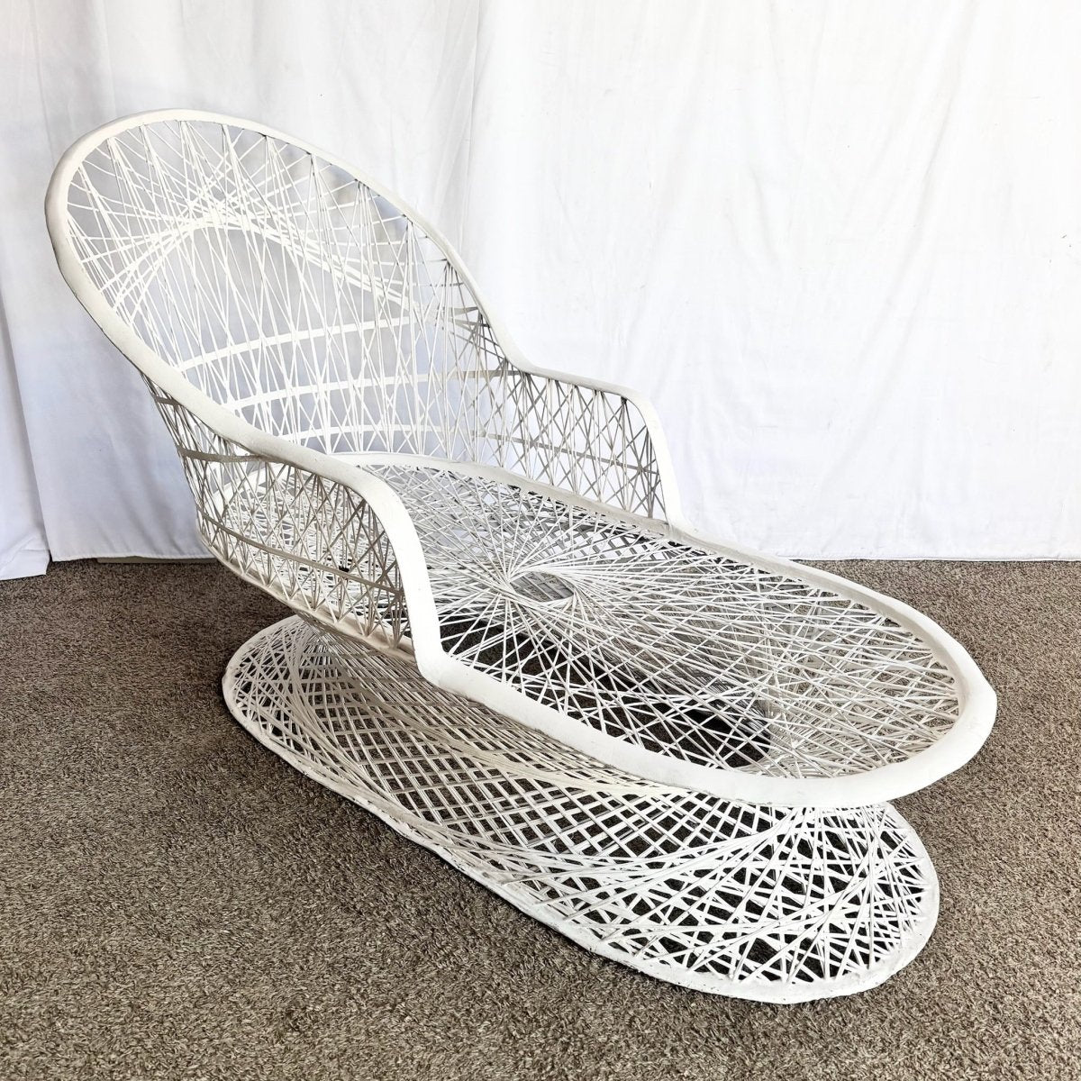 Mid Century Modern Spun Fiberglass Chaise Lounge - Dolphin & Flamingo