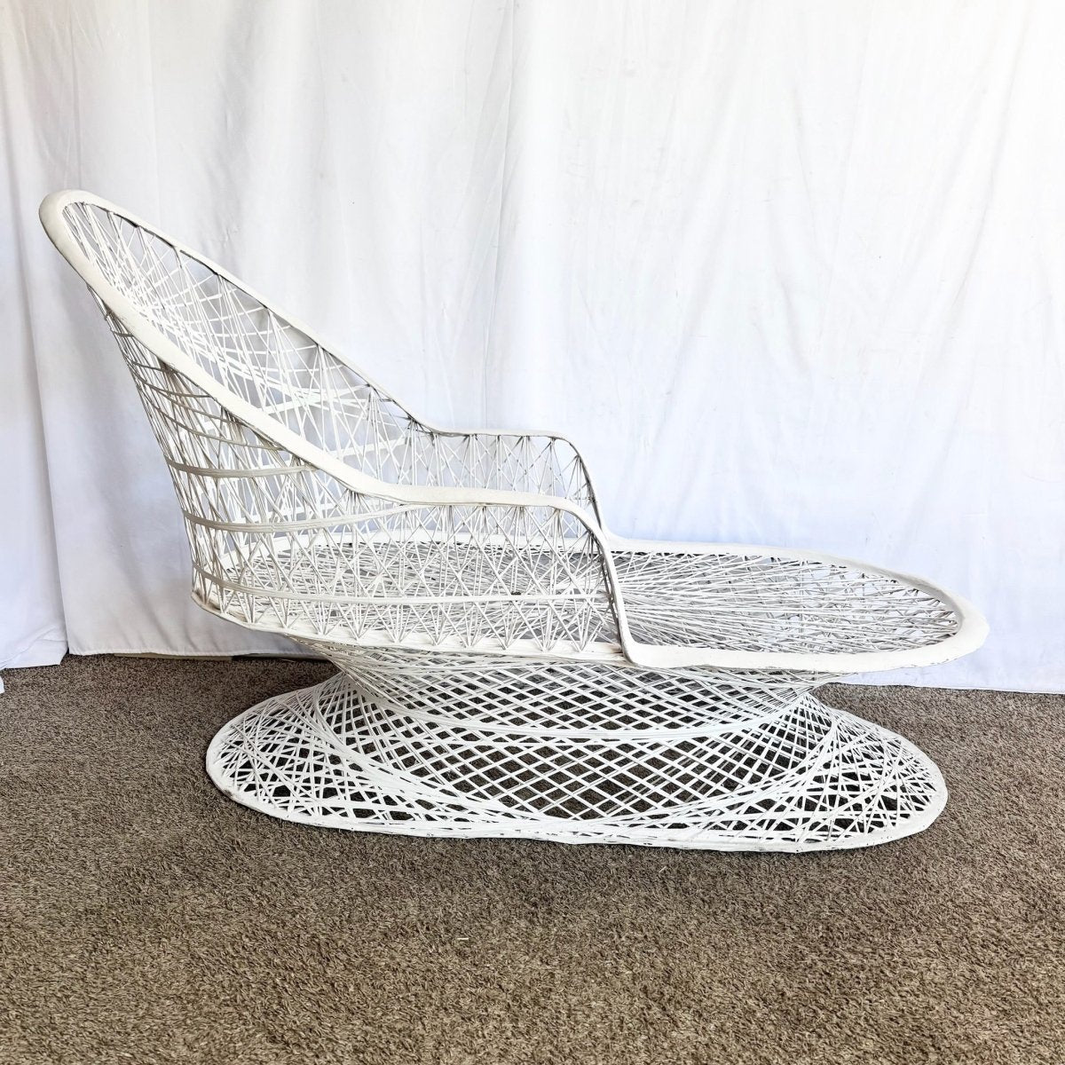 Mid Century Modern Spun Fiberglass Chaise Lounge - Dolphin & Flamingo