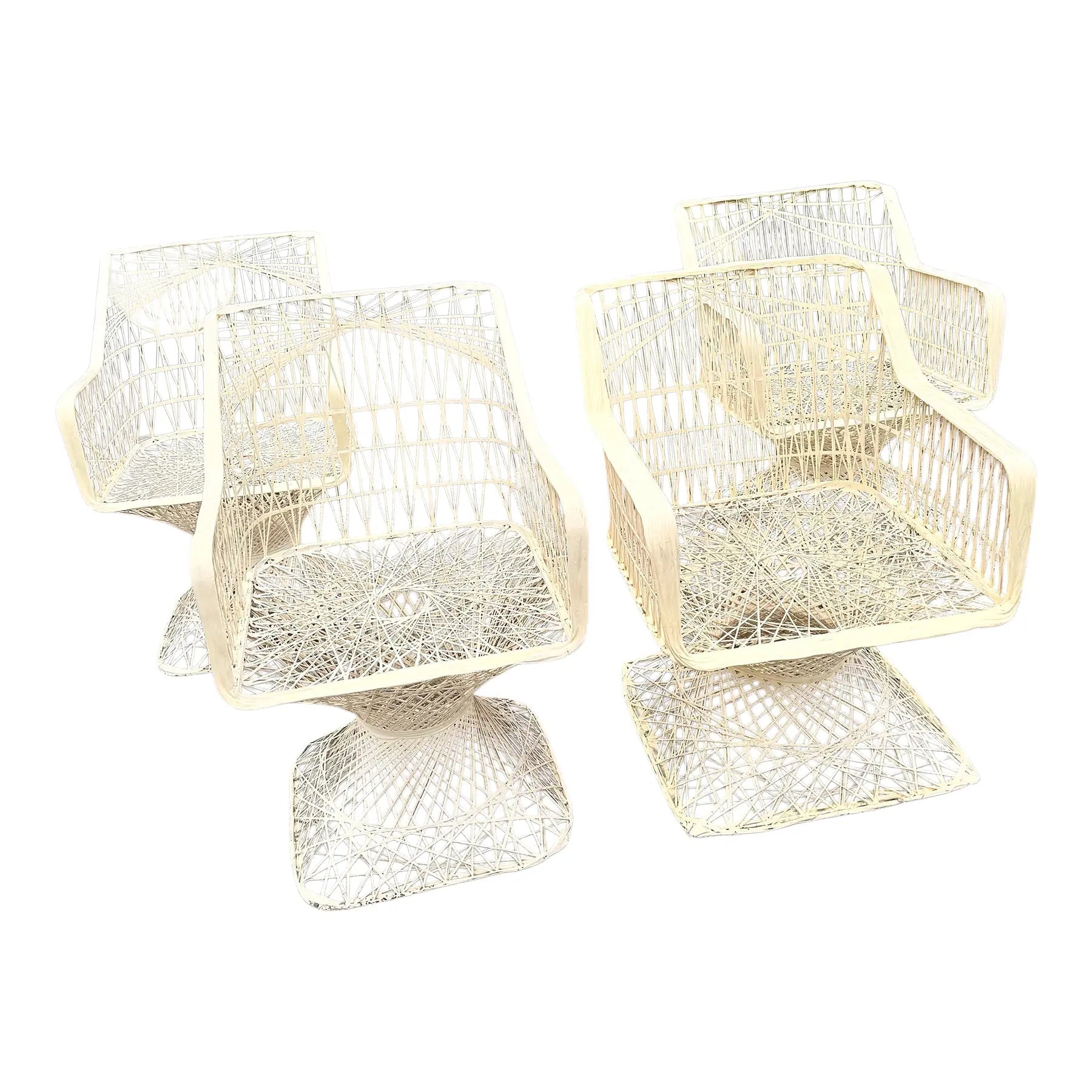 Mid Century Modern Spun Fiberglass Dining Arm Chairs - Set of 4 Dolphin & Flamingo