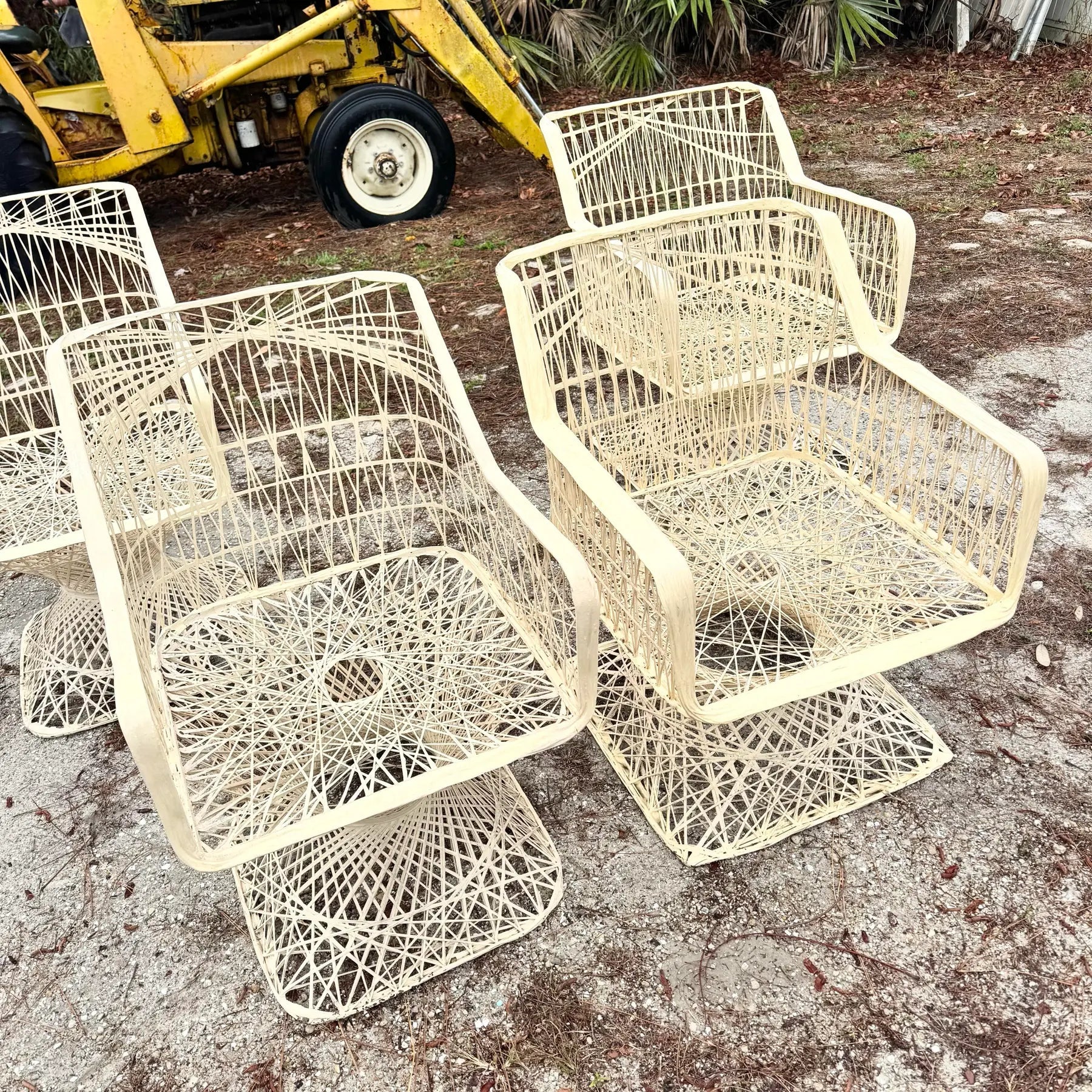 Mid Century Modern Spun Fiberglass Dining Arm Chairs - Set of 4 Dolphin & Flamingo