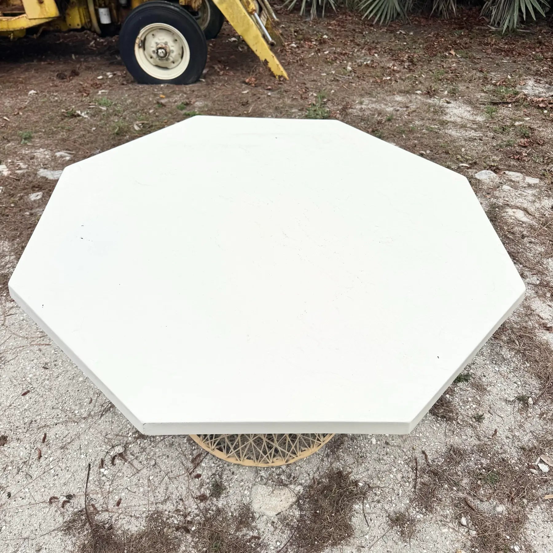 Mid Century Modern Spun Fiberglass Dining Table Dolphin & Flamingo