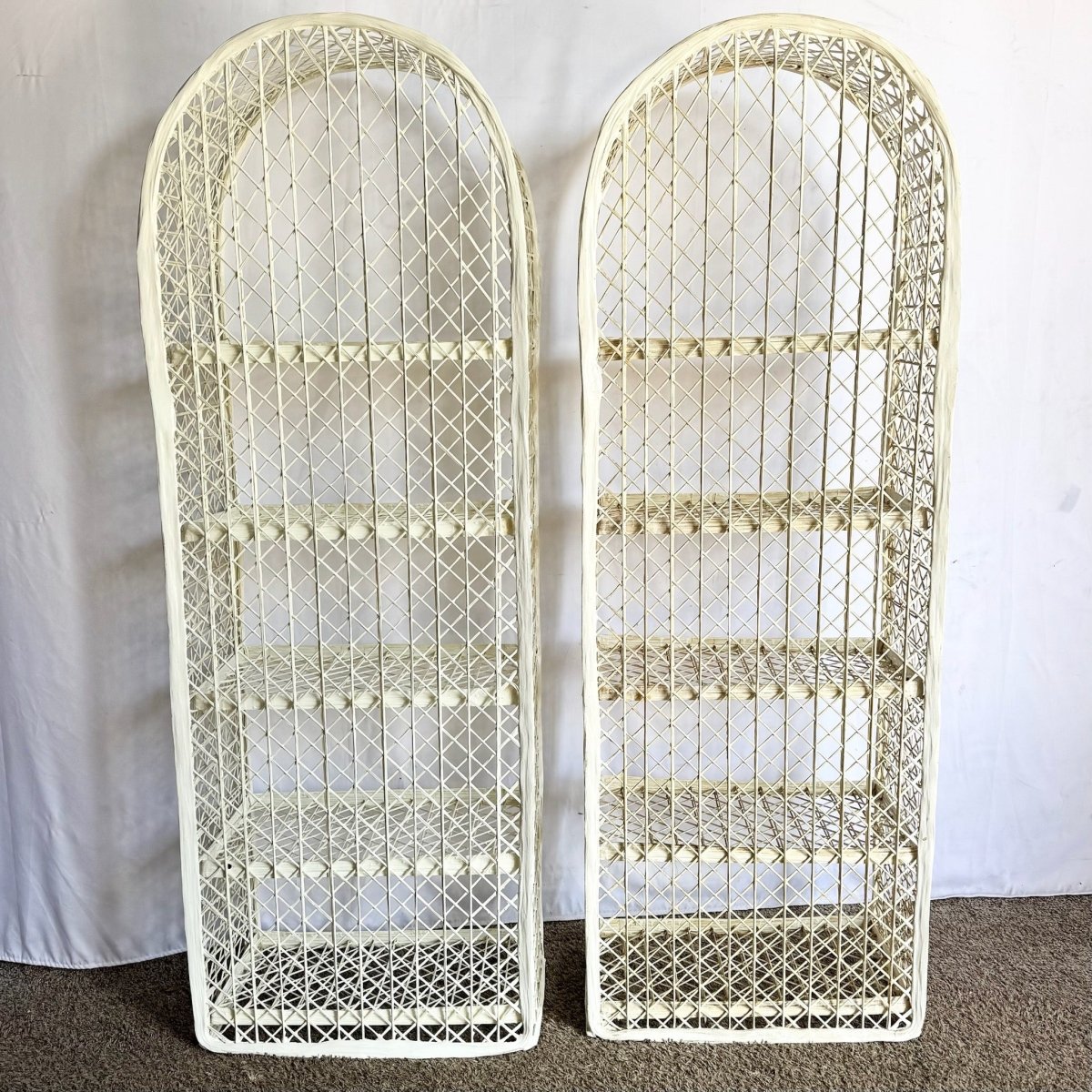 Mid Century Modern Spun Fiberglass Etagere/Bookshelves - A Pair - Dolphin & Flamingo