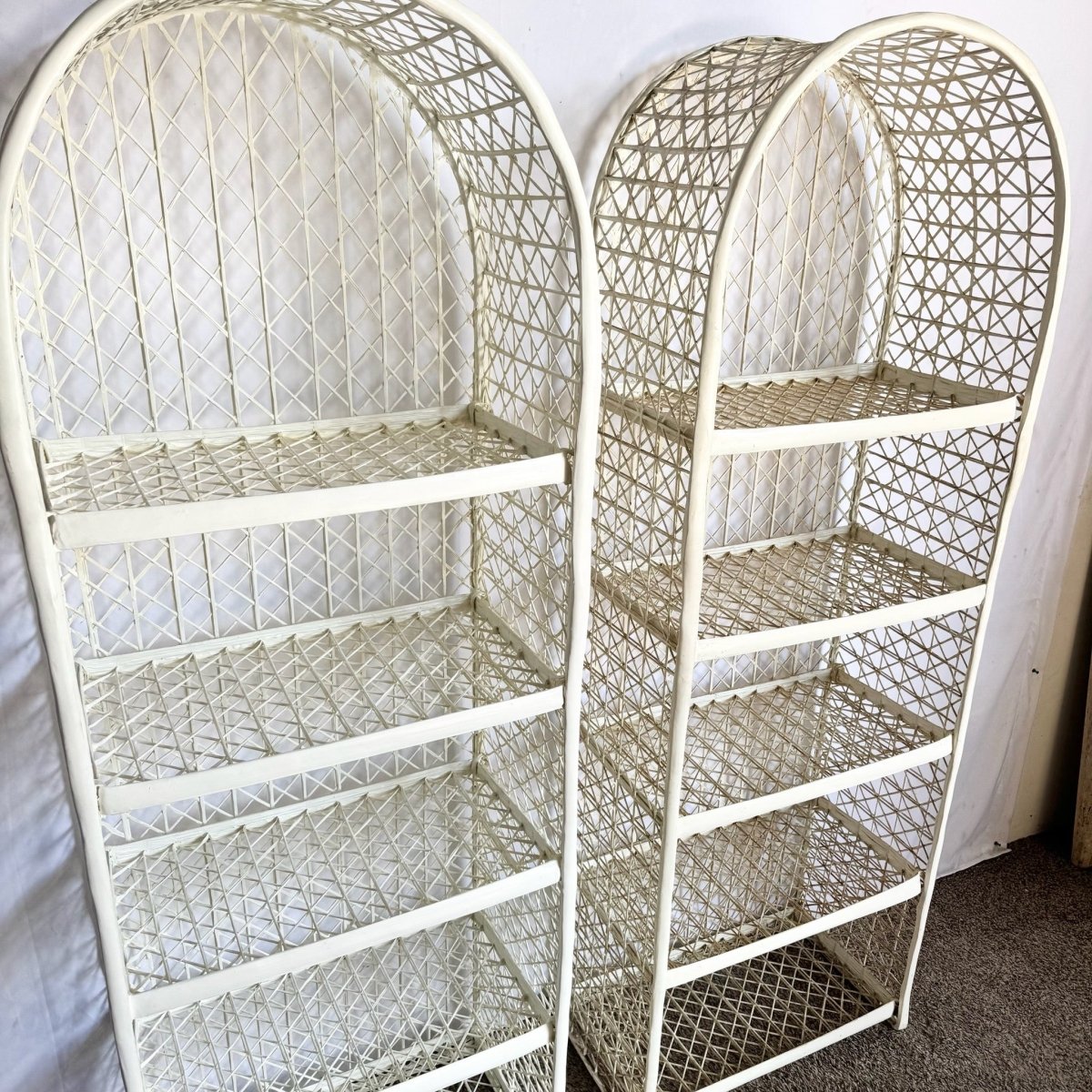 Mid Century Modern Spun Fiberglass Etagere/Bookshelves - A Pair - Dolphin & Flamingo