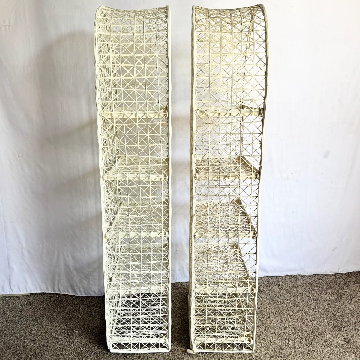 Mid Century Modern Spun Fiberglass Etagere/Bookshelves - A Pair - Dolphin & Flamingo