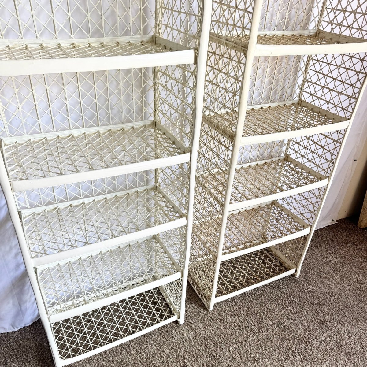 Mid Century Modern Spun Fiberglass Etagere/Bookshelves - A Pair - Dolphin & Flamingo
