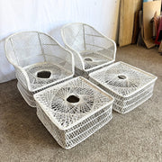 Mid Century Modern Spun Fiberglass Lounge Chairs With Ottomans - 4 Pieces - Dolphin & Flamingo