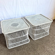 Mid Century Modern Spun Fiberglass Side Tables - A Pair - Dolphin & Flamingo