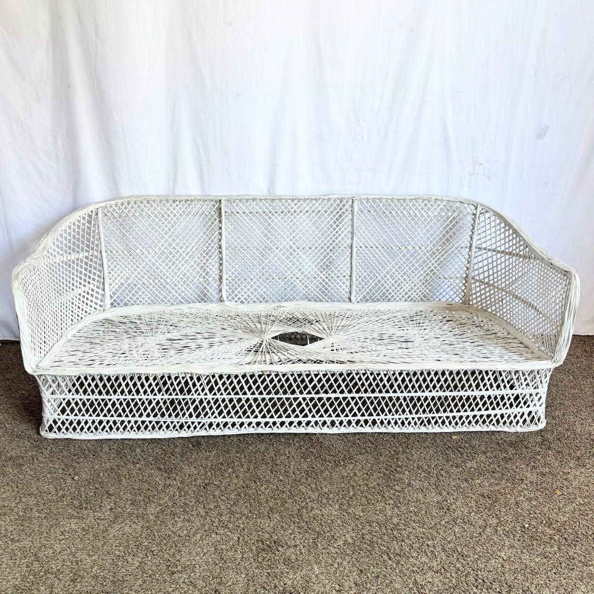 Mid Century Modern Spun Fiberglass Sofa - Dolphin & Flamingo