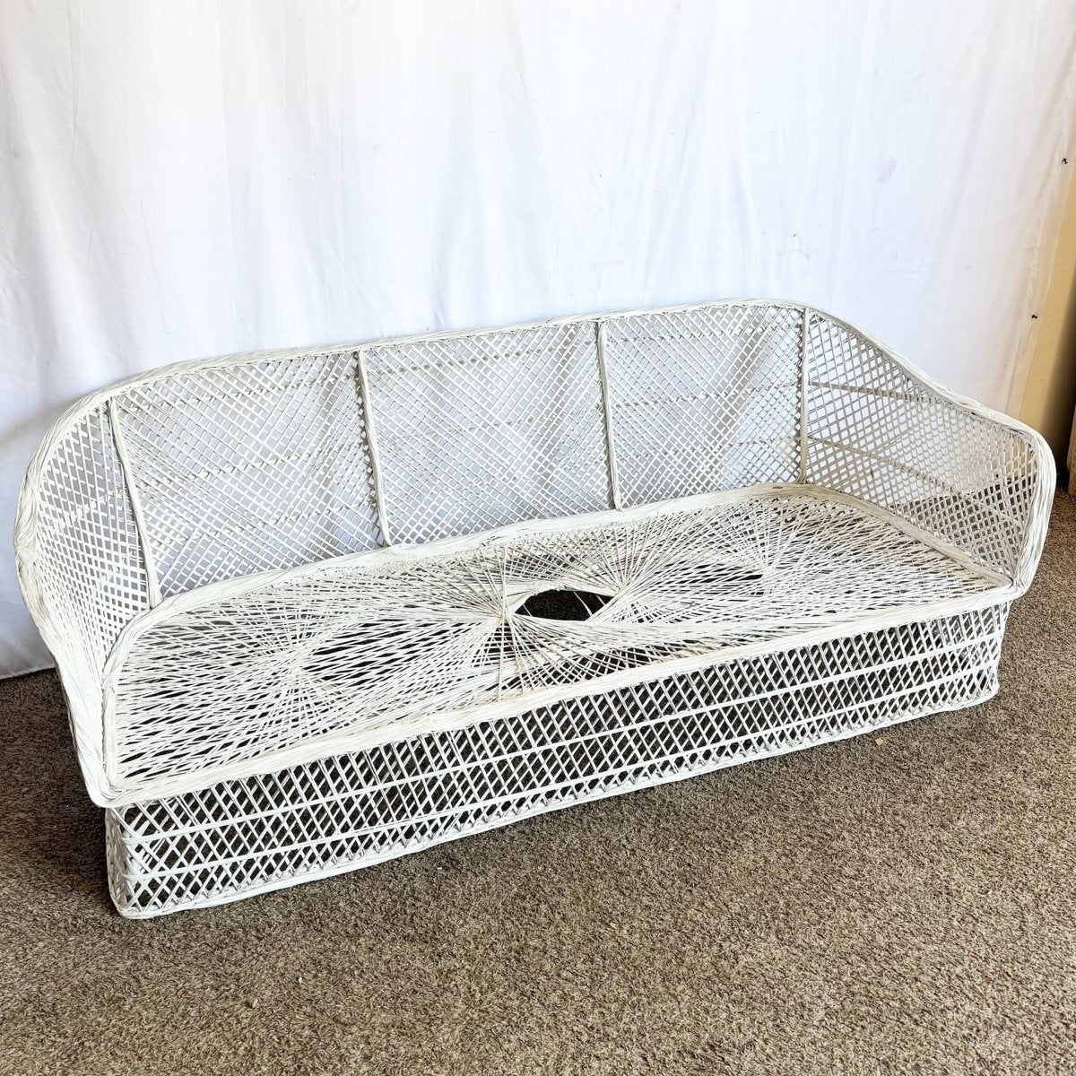 Mid Century Modern Spun Fiberglass Sofa - Dolphin & Flamingo