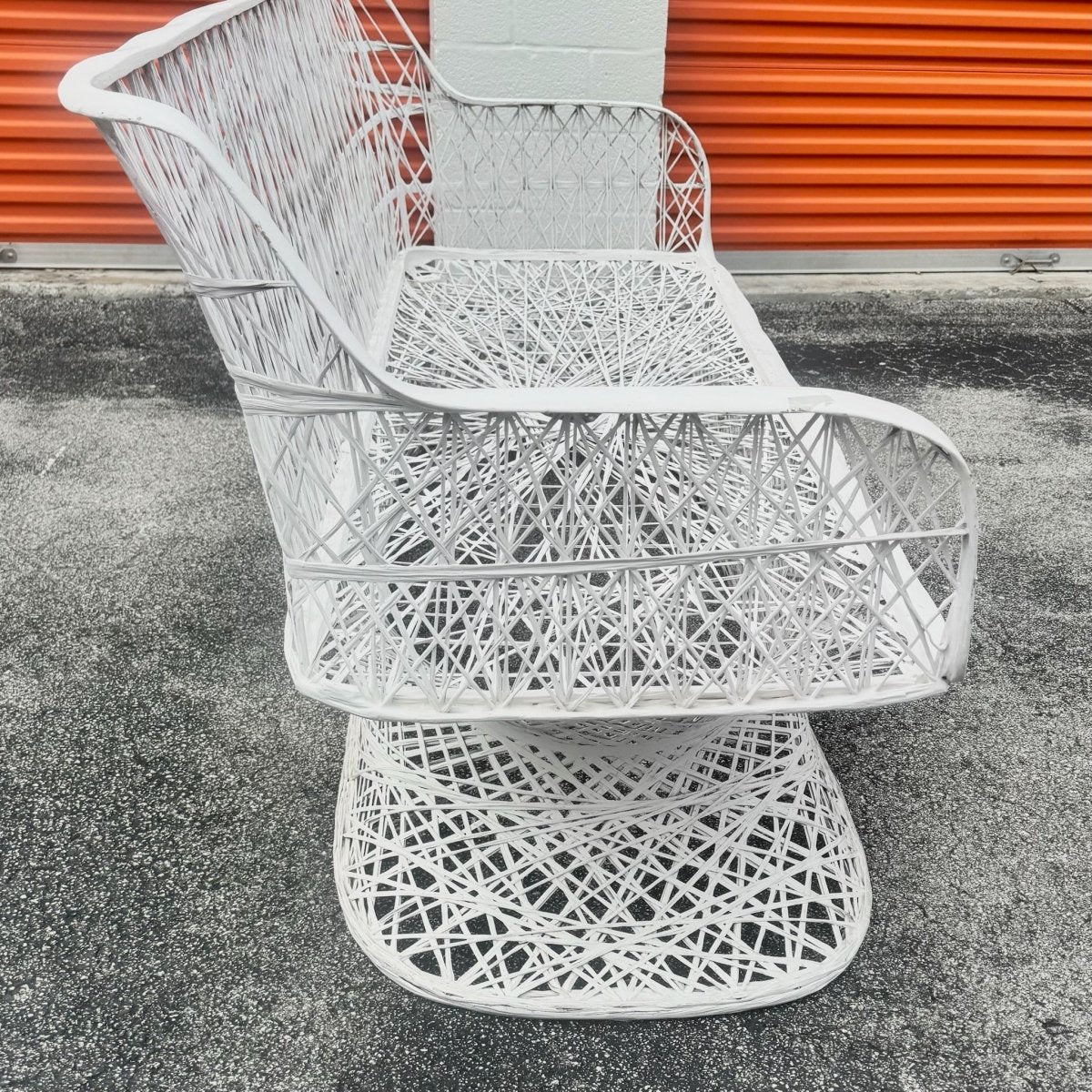 Mid Century Modern Spun Fiberglass Sofa Bench - Dolphin & Flamingo