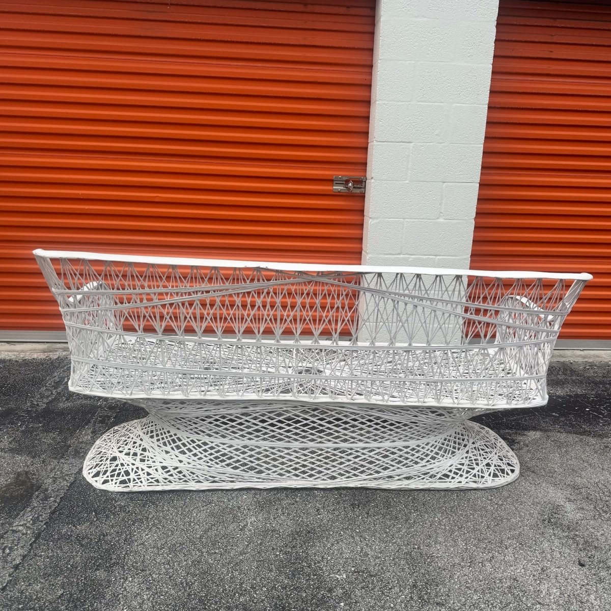 Mid Century Modern Spun Fiberglass Sofa Bench - Dolphin & Flamingo