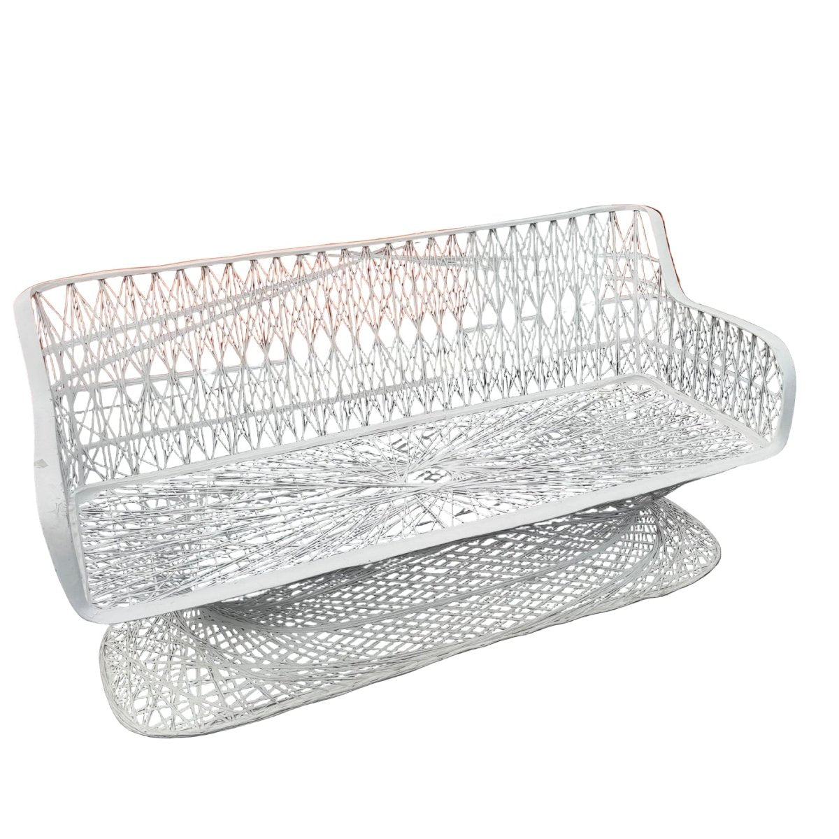 Mid Century Modern Spun Fiberglass Sofa Bench - Dolphin & Flamingo