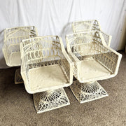Mid Century Modern Spun Fiberglass Swivel Dining Arm Chairs - Set of 4 - Dolphin & Flamingo