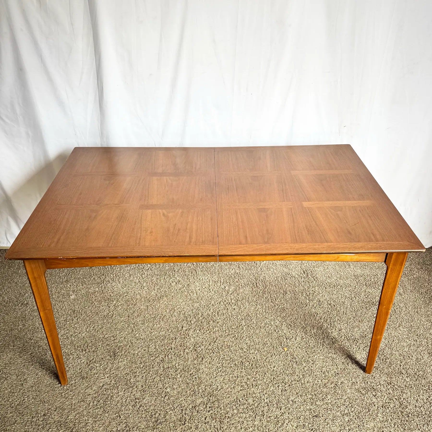 Mid Century Modern Teak Inlay and Oak Dining Table