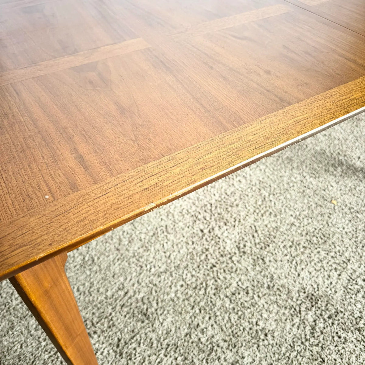 Midcentury Teak Inlay Oak Dining Table – Dolphin & Flamingo