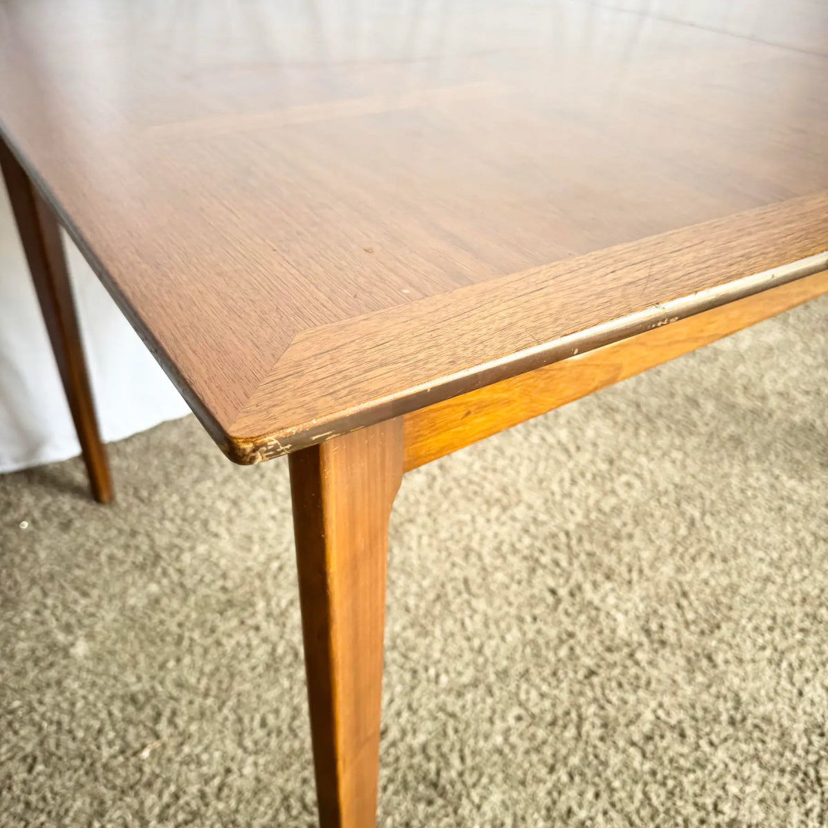 Mid Century Modern Teak Inlay and Oak Dining Table - Dolphin & Flamingo