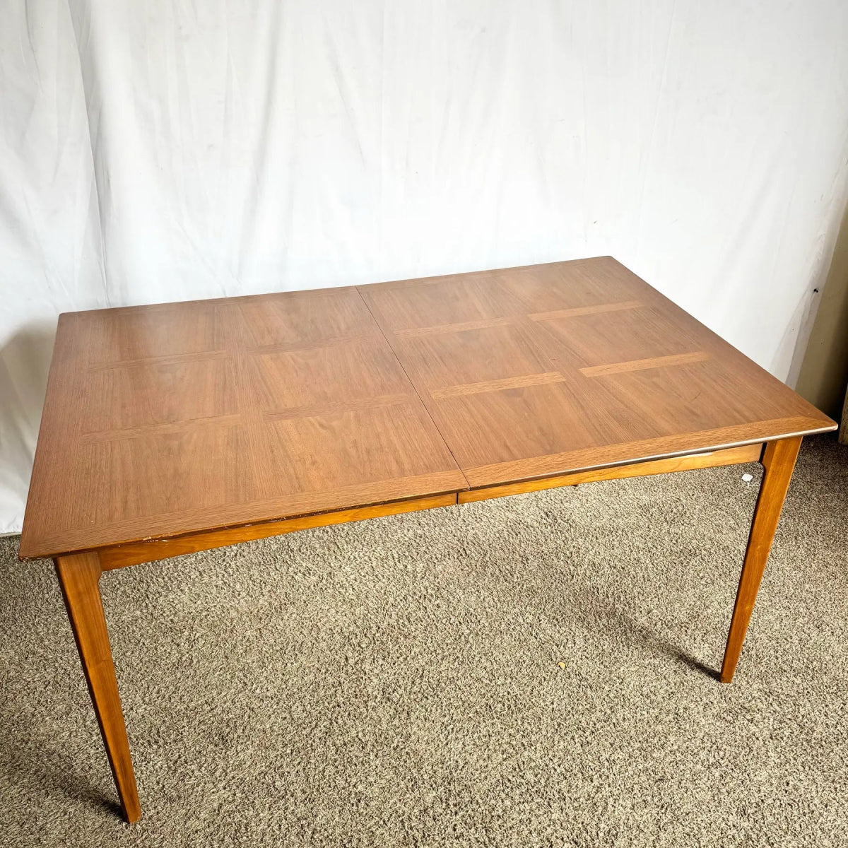 Mid Century Modern Teak Inlay and Oak Dining Table - Dolphin & Flamingo