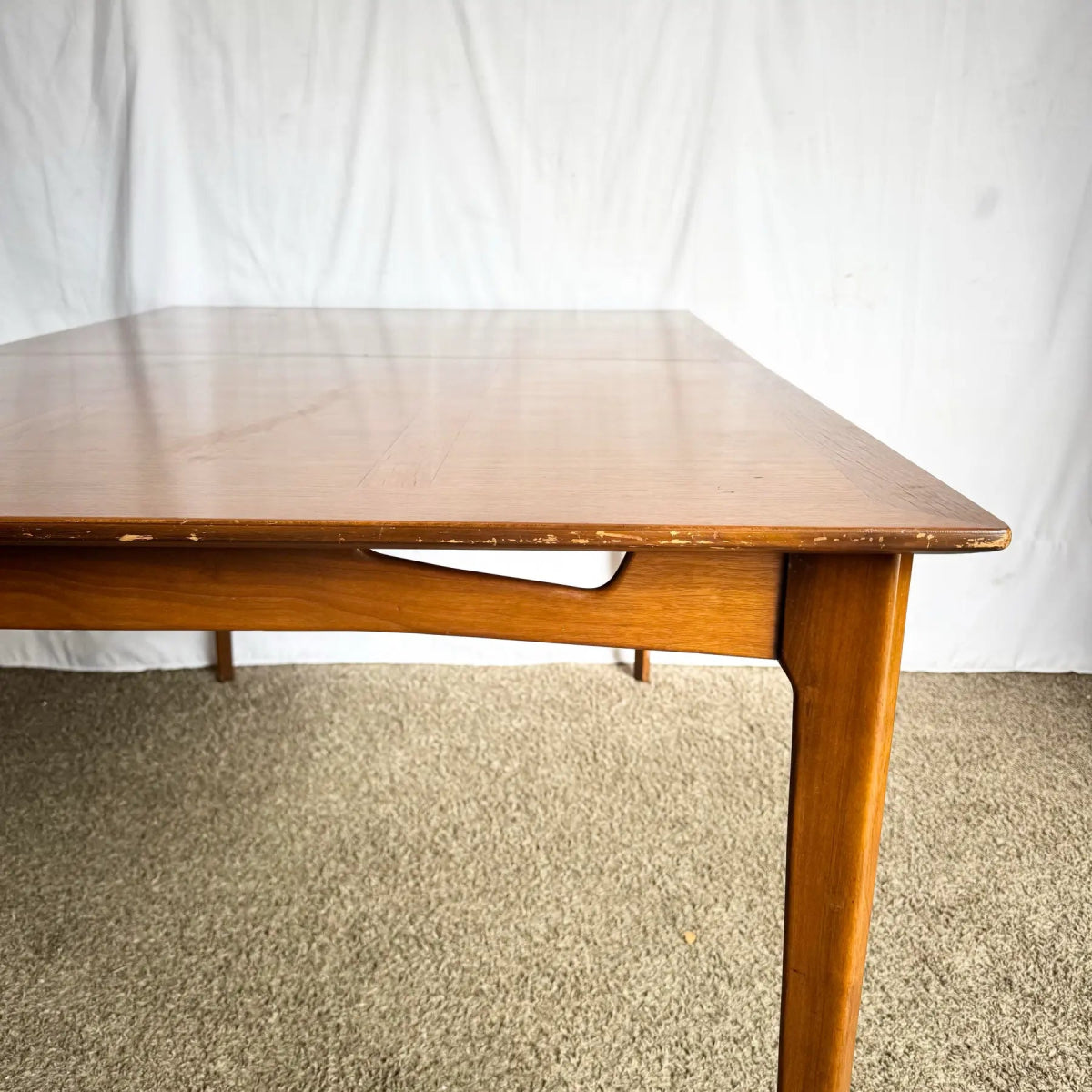 Mid Century Modern Teak Inlay and Oak Dining Table - Dolphin & Flamingo