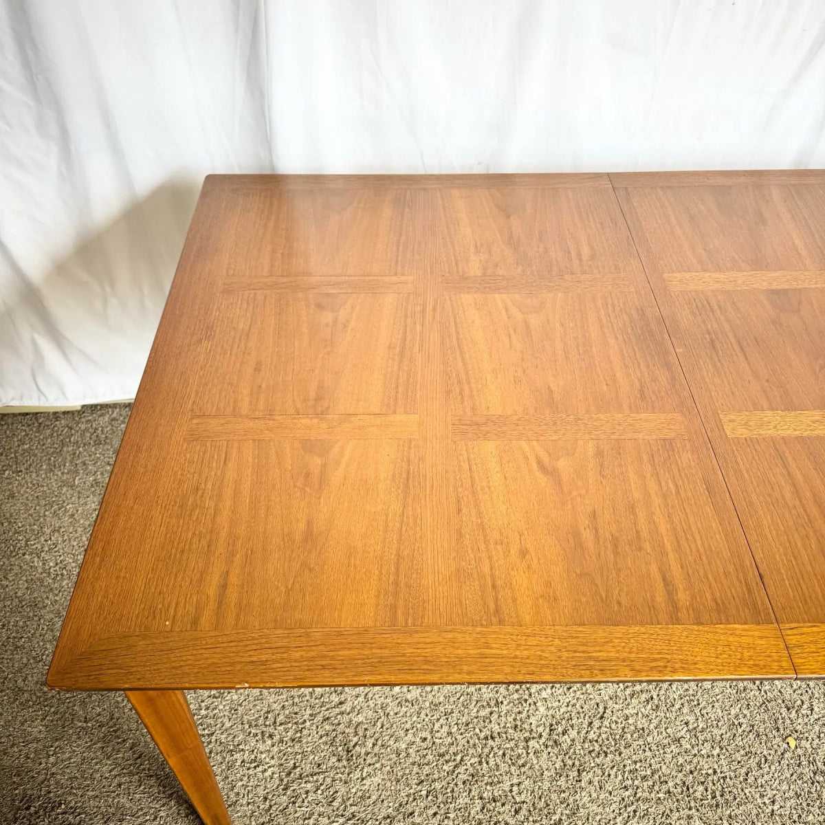 Mid Century Modern Teak Inlay and Oak Dining Table - Dolphin & Flamingo