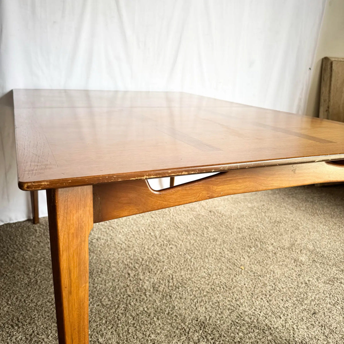 Mid Century Modern Teak Inlay and Oak Dining Table - Dolphin & Flamingo