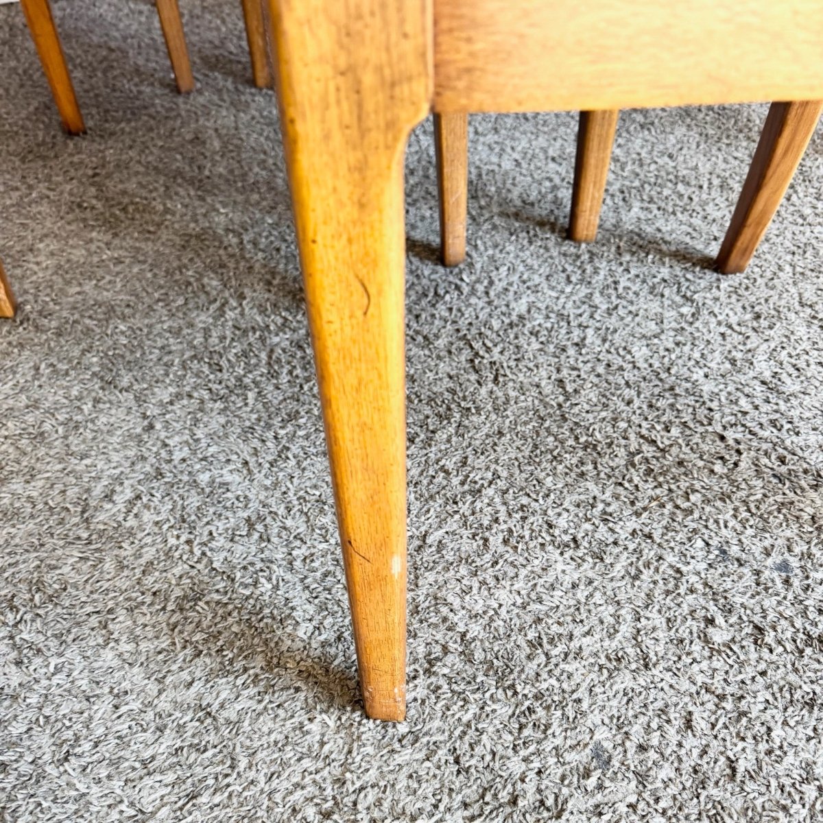 Mid Century Modern Walnut Cane Back Dining Chairs - Set of 6 - Dolphin & Flamingo