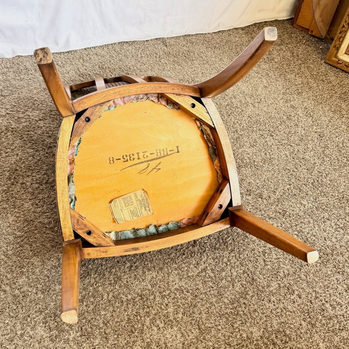 Mid Century Modern Walnut Cane Back Dining Chairs - Set of 6 - Dolphin & Flamingo