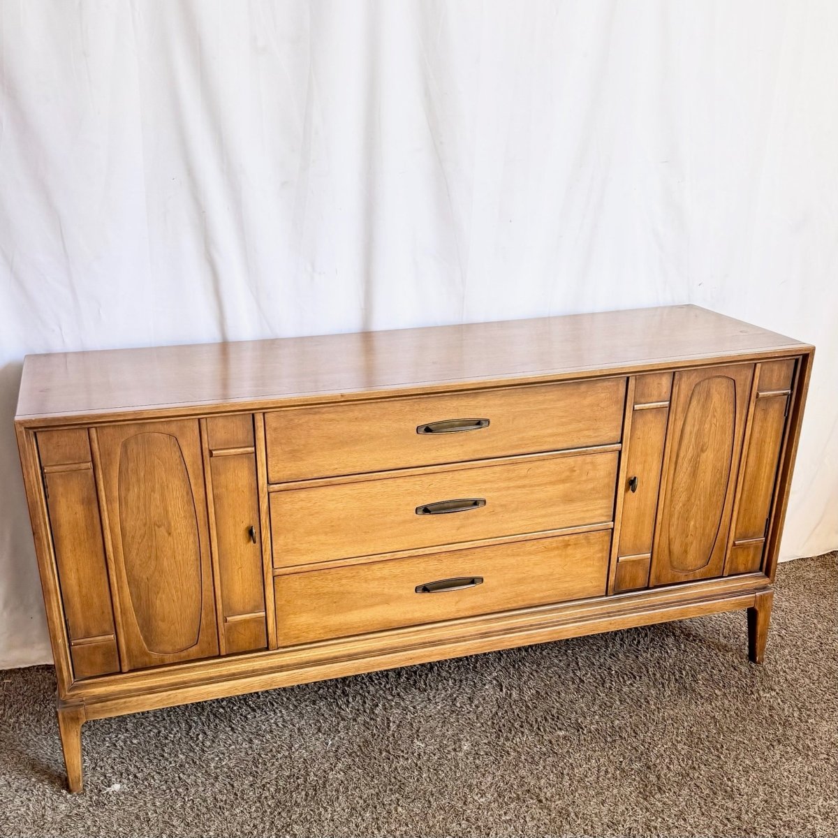 Mid Century Modern Walnut Credenza - Dolphin & Flamingo