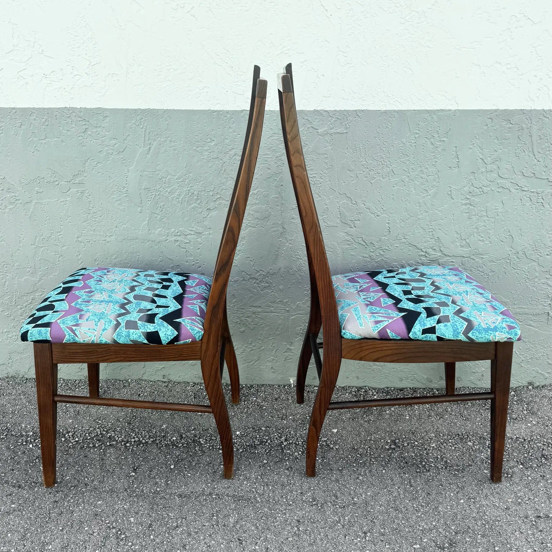 Mid Century Modern Walnut Dining Chairs by Stanley Furniture - Set of 6 Dolphin & Flamingo