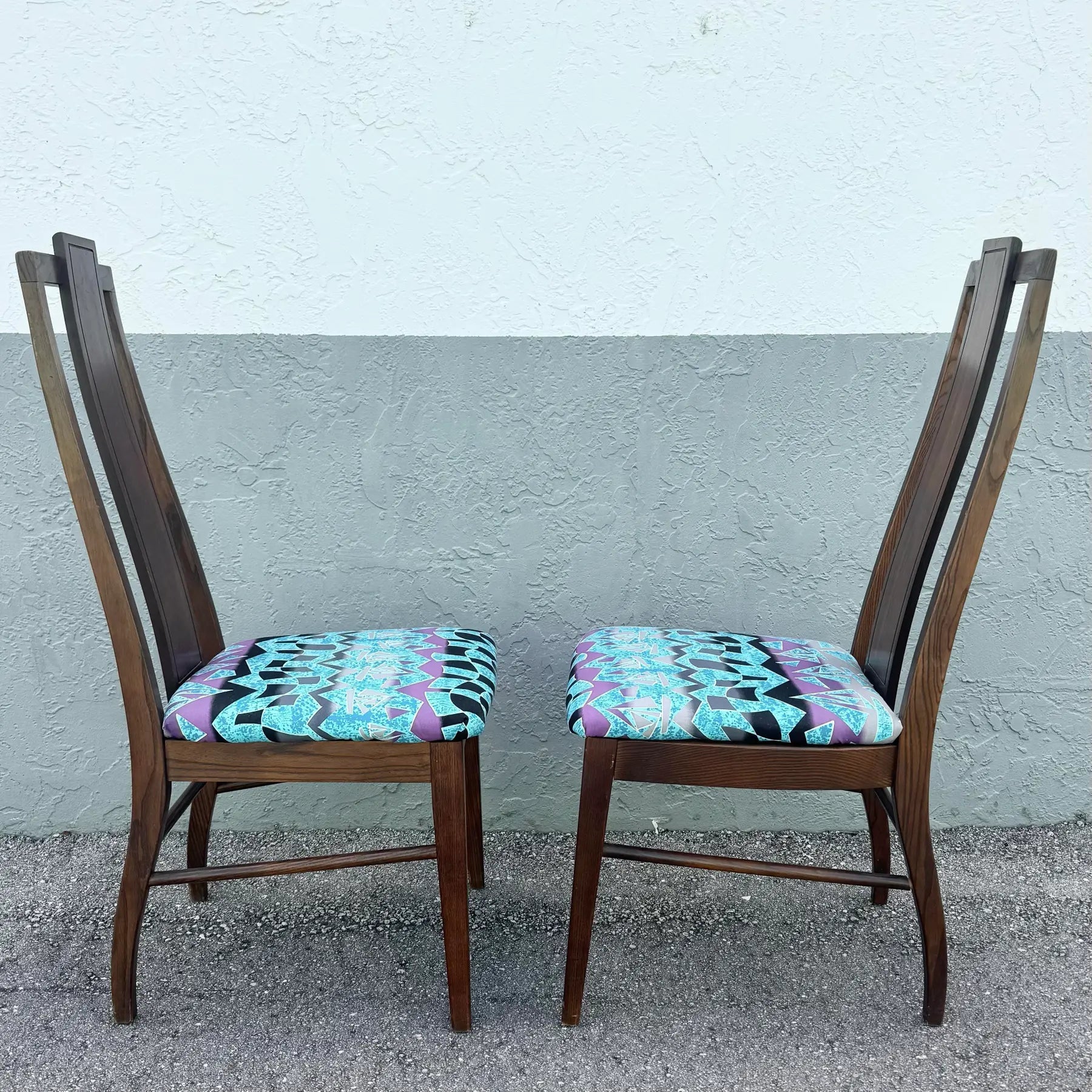 Mid Century Modern Walnut Dining Chairs by Stanley Furniture - Set of 6 Dolphin & Flamingo