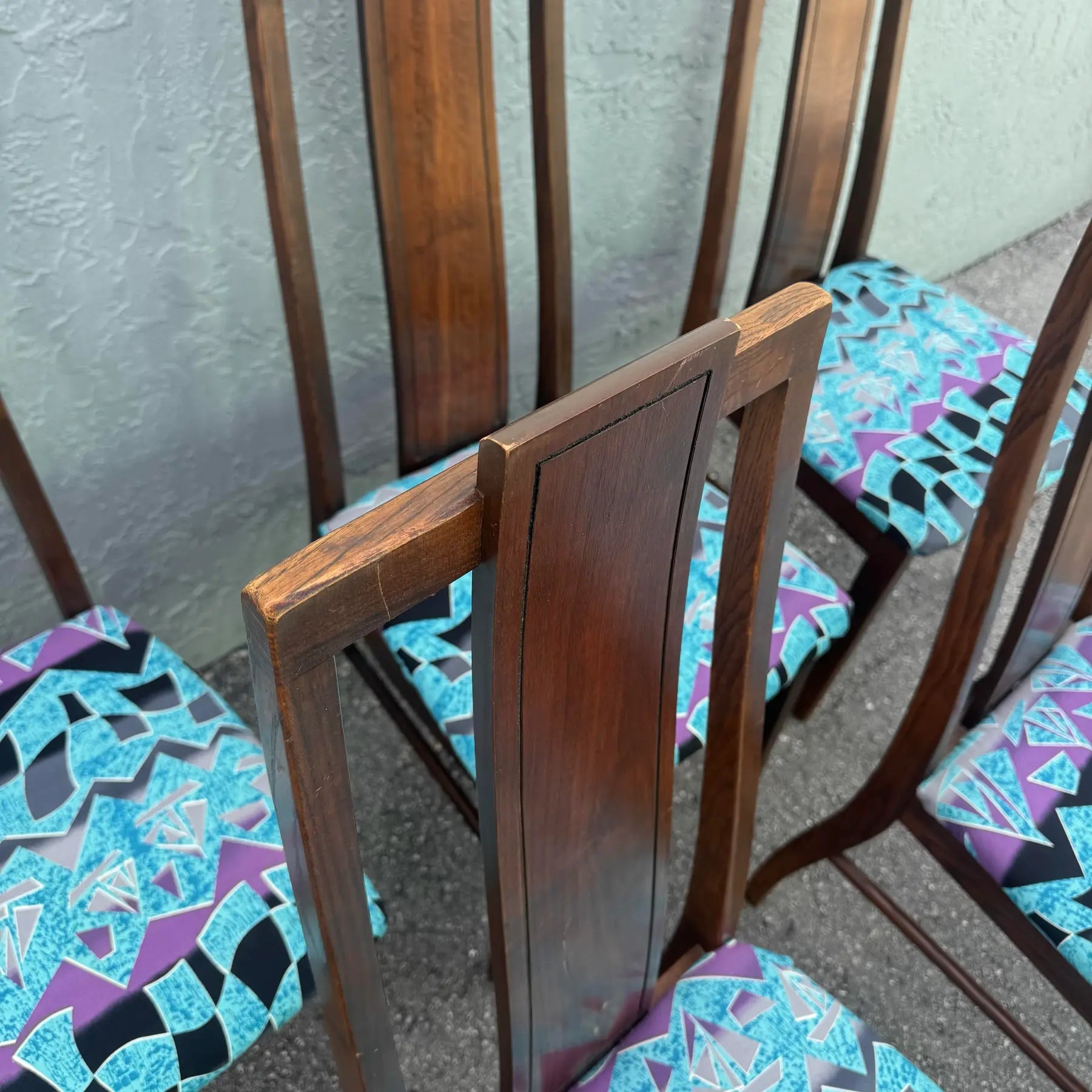 Mid Century Modern Walnut Dining Chairs by Stanley Furniture - Set of 6 Dolphin & Flamingo