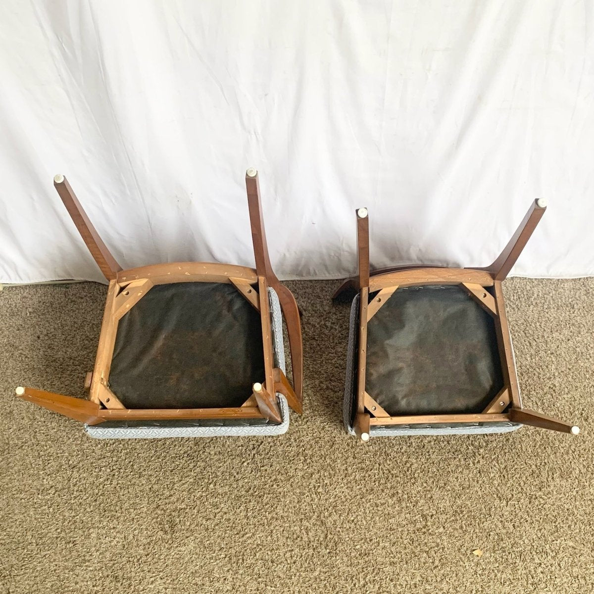 Mid Century Modern Wood and Cane Dining Chairs - Set of 6 - Dolphin & Flamingo