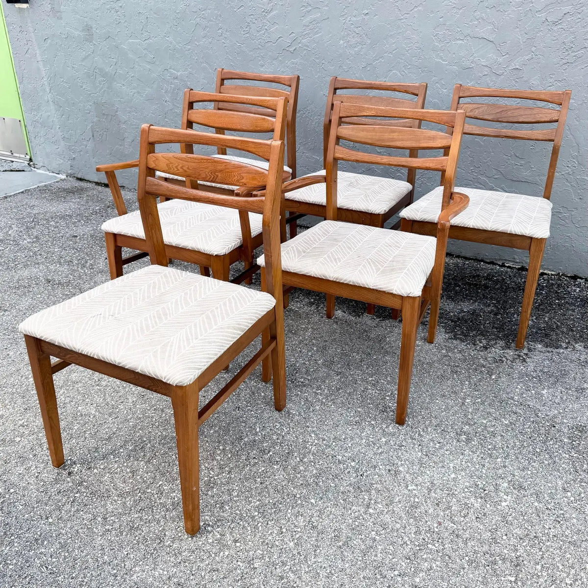 Mid Century Modern Wooden Dining Chairs - Set of 6