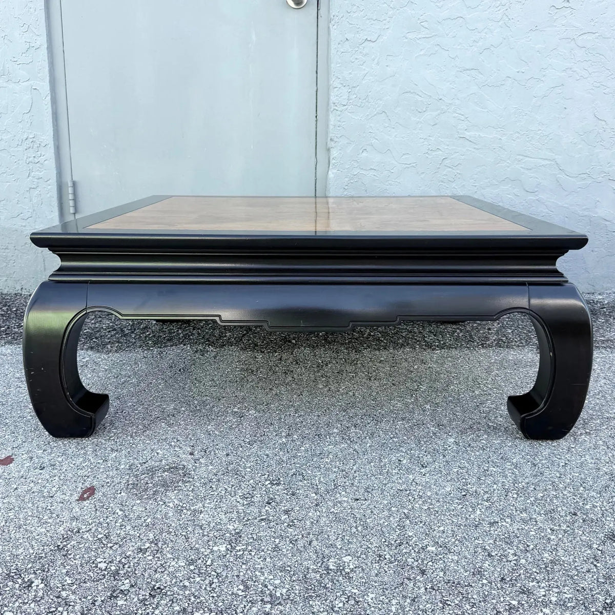 Ming Style Black and Burlwood Coffee Table by Ethan Allen
