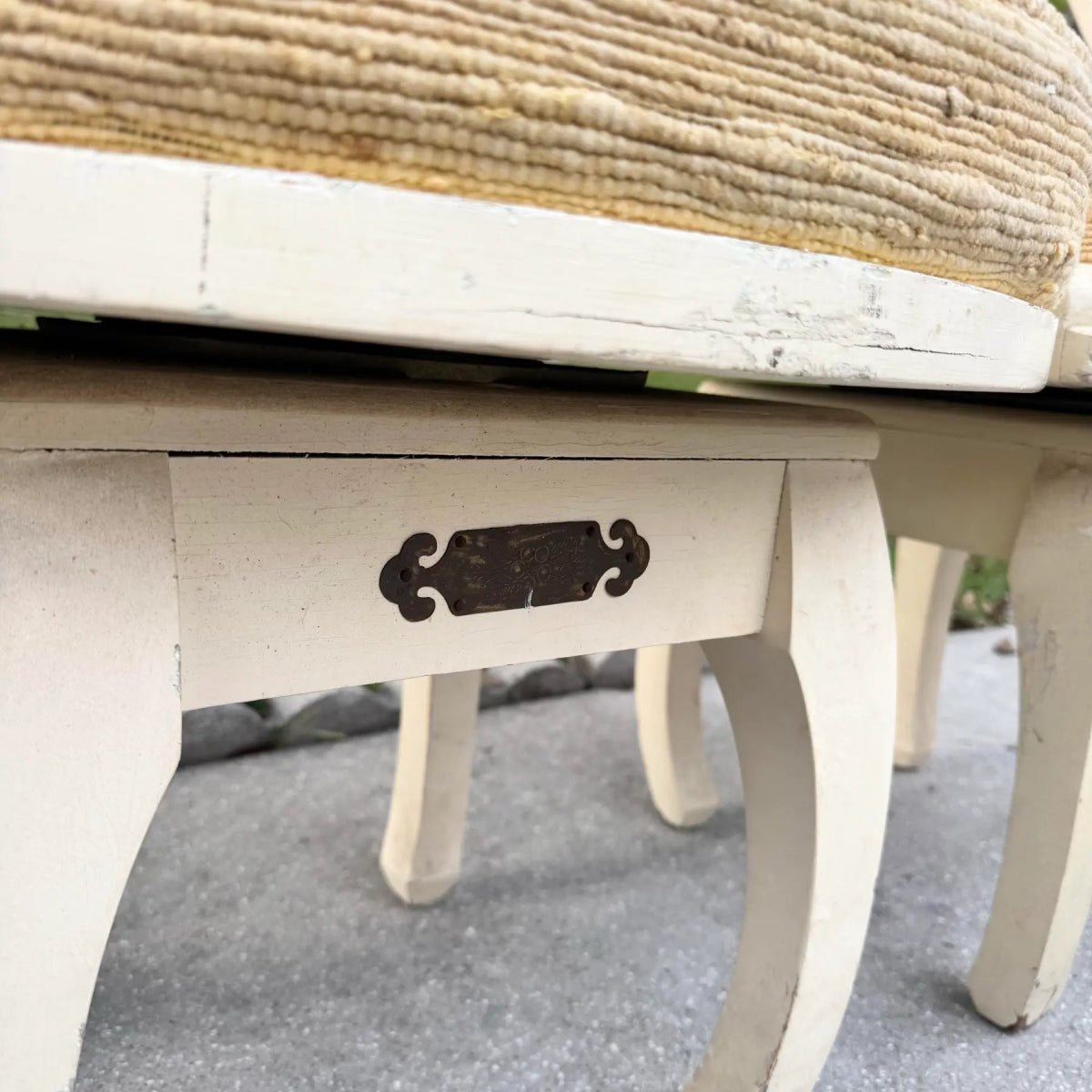 Ming Style Cream Wooden Swivel Dining Chairs - Set of 5 - Dolphin & Flamingo