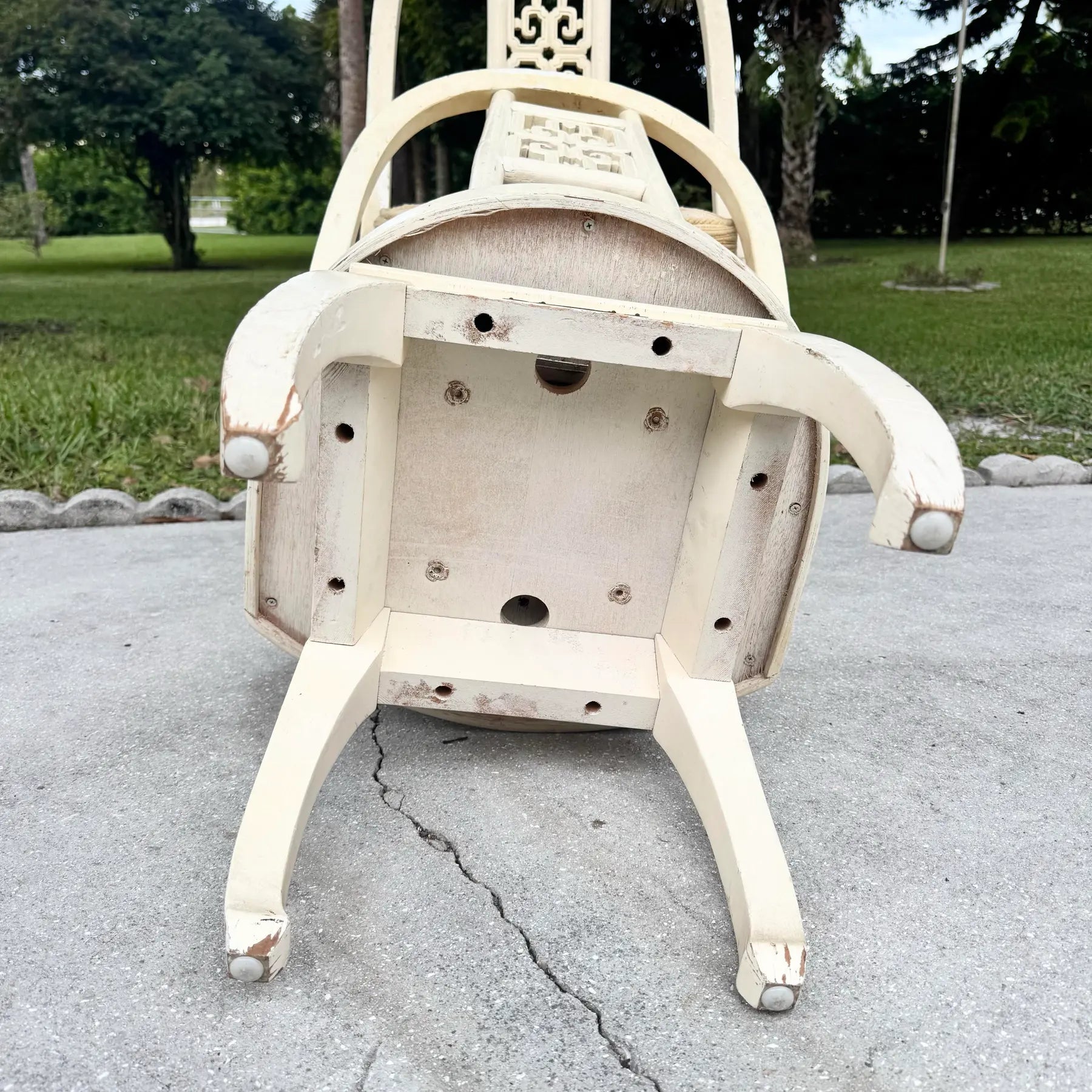 Ming Style Cream Wooden Swivel Dining Chairs - Set of 5