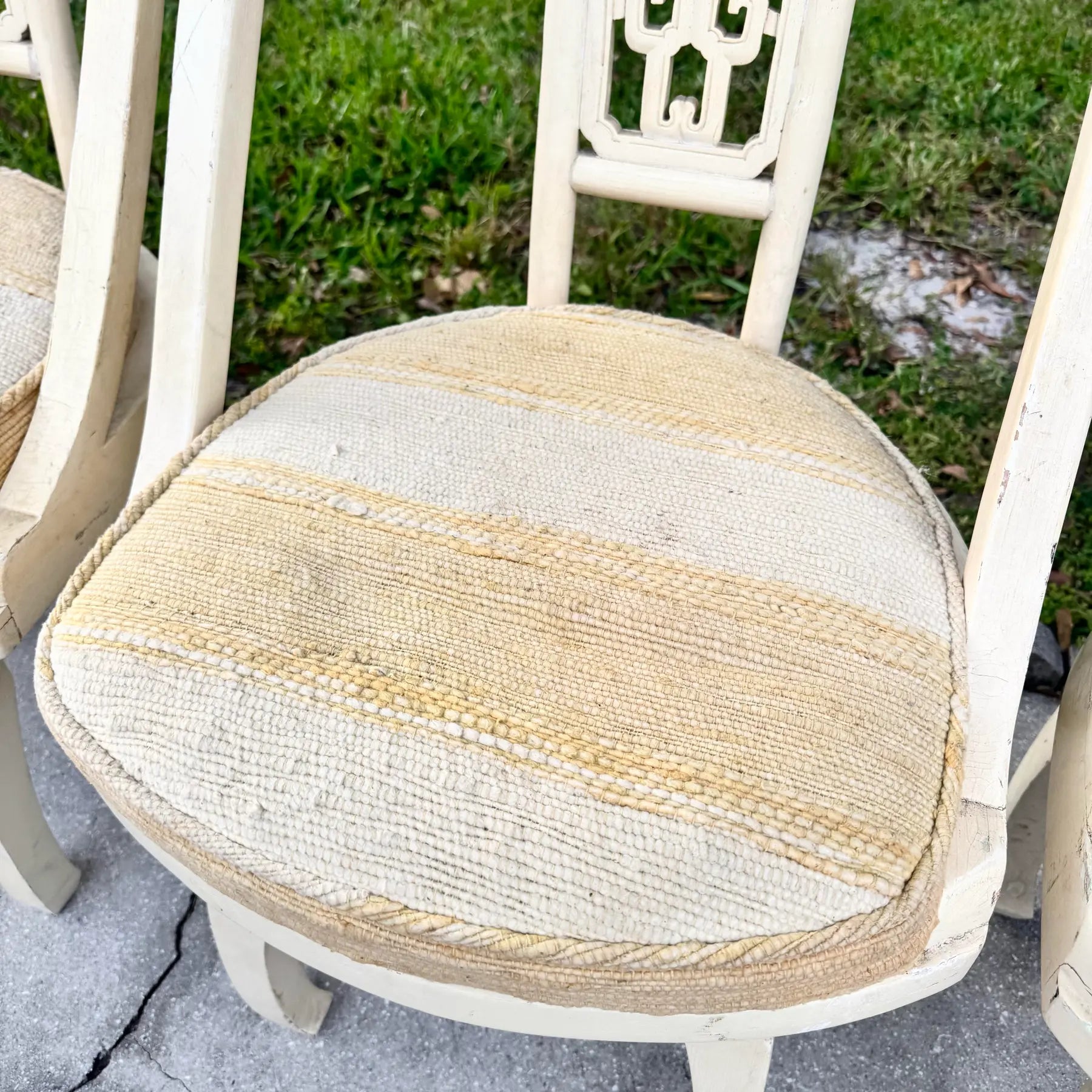 Ming Style Cream Wooden Swivel Dining Chairs - Set of 5