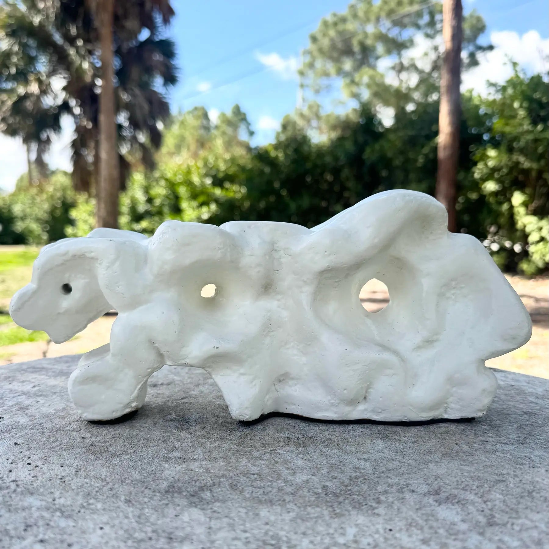 Minimalist Abstract Textured Plaster Sculpture Dolphin & Flamingo