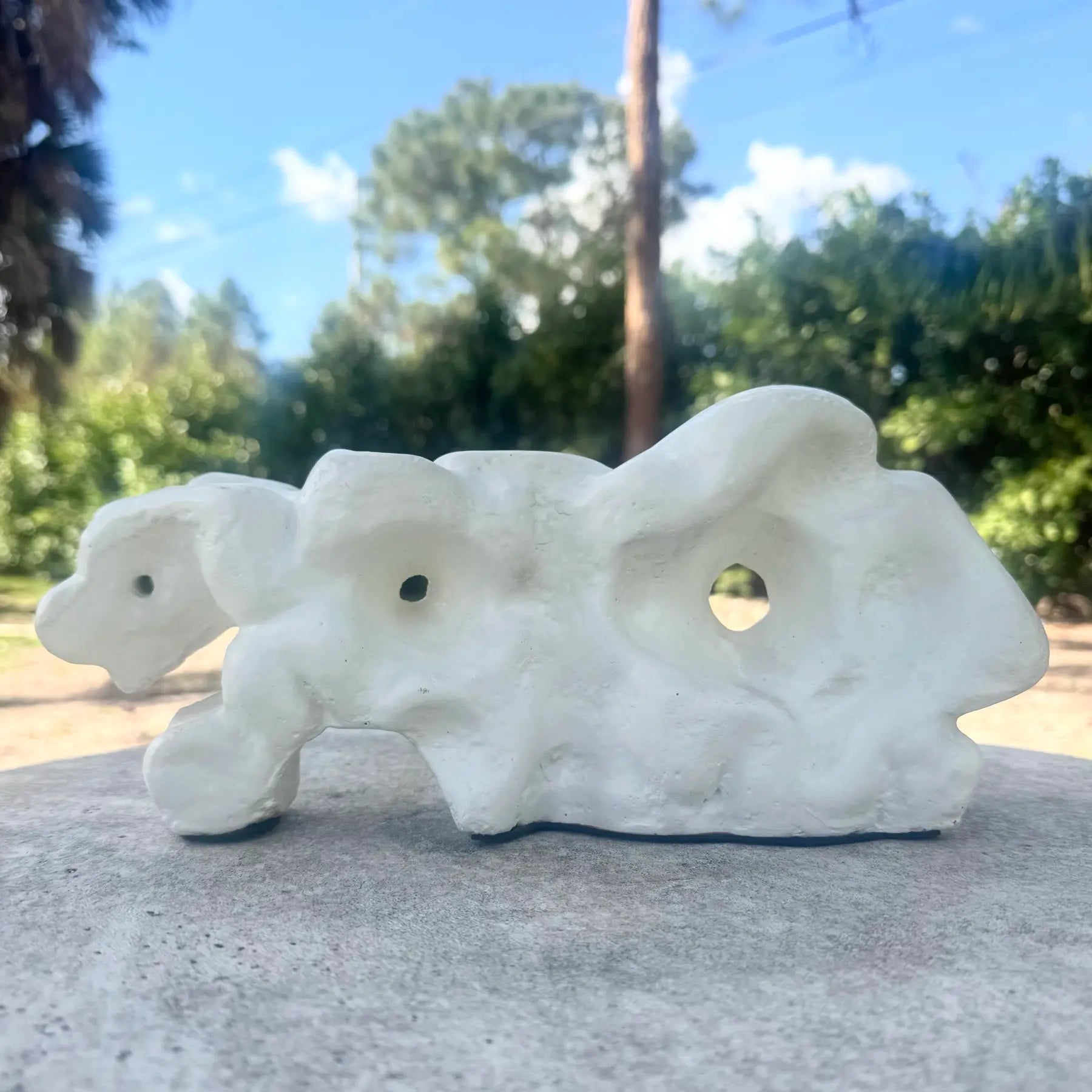 Minimalist Abstract Textured Plaster Sculpture Dolphin & Flamingo