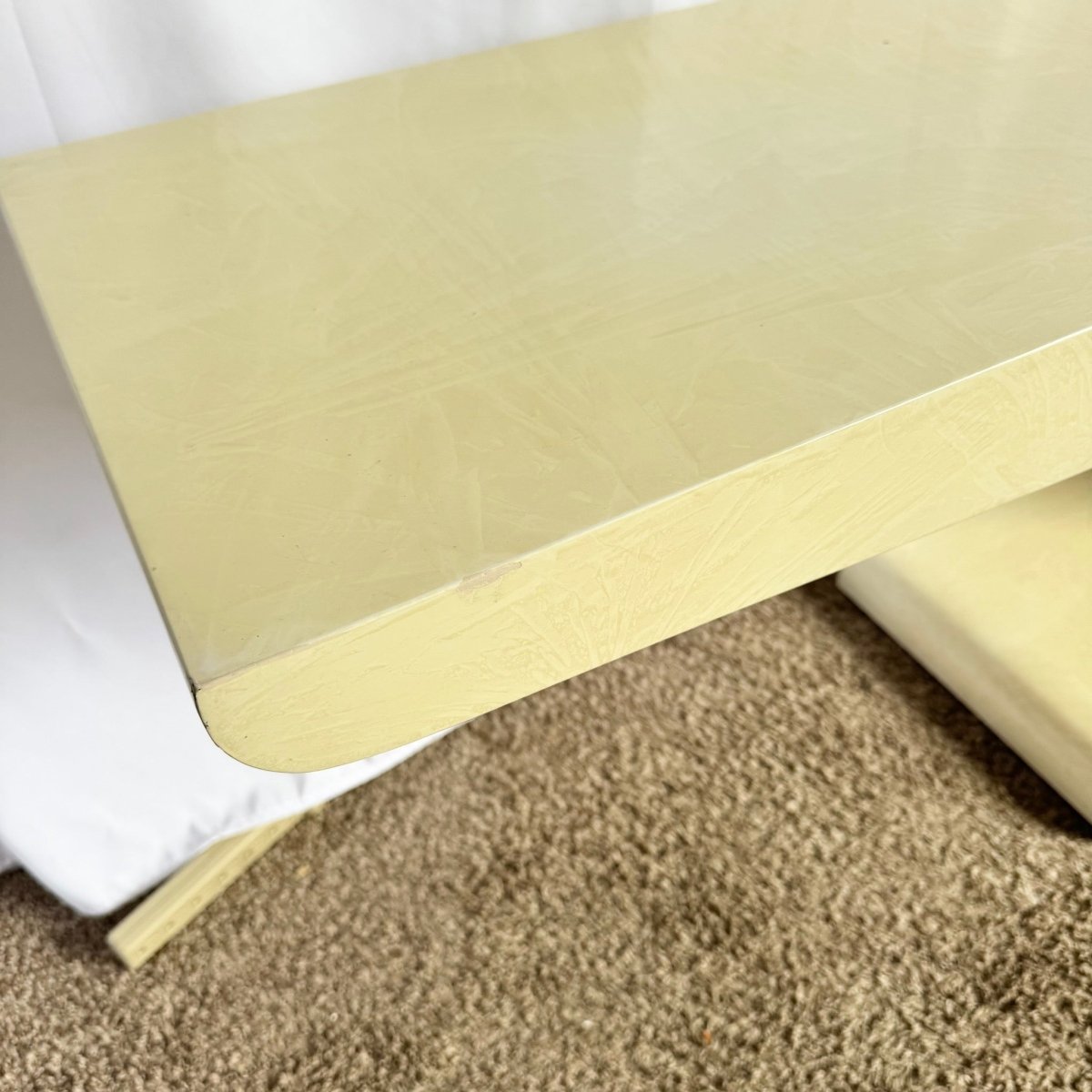 Post Modern Lacquered Cream Wave Console Table - Dolphin & Flamingo