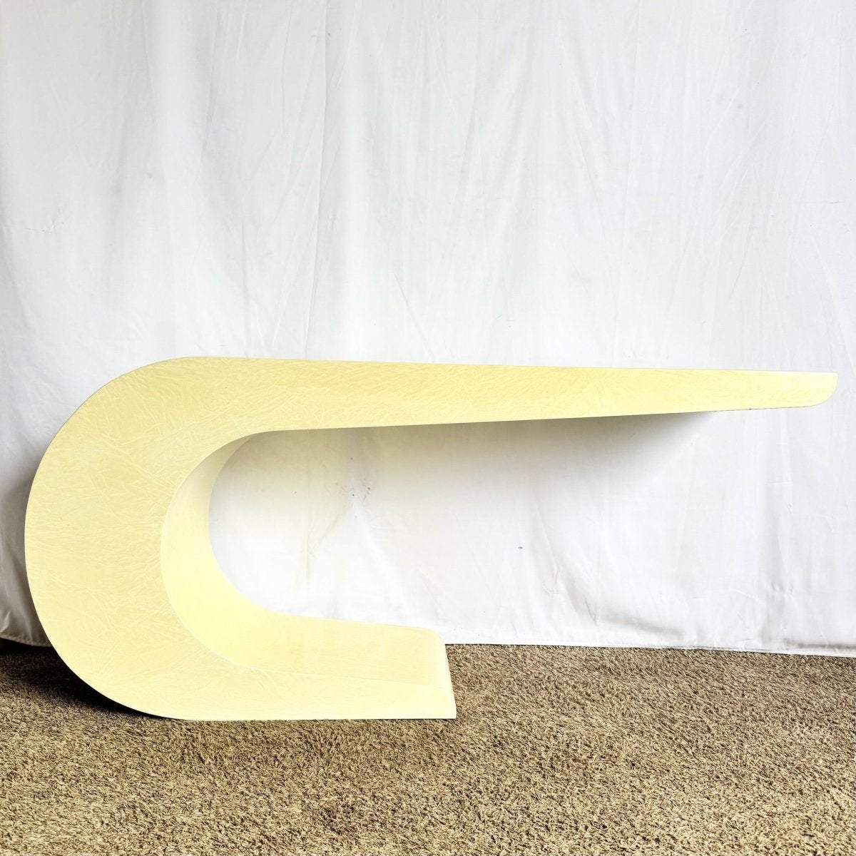 Post Modern Lacquered Cream Wave Console Table - Dolphin & Flamingo